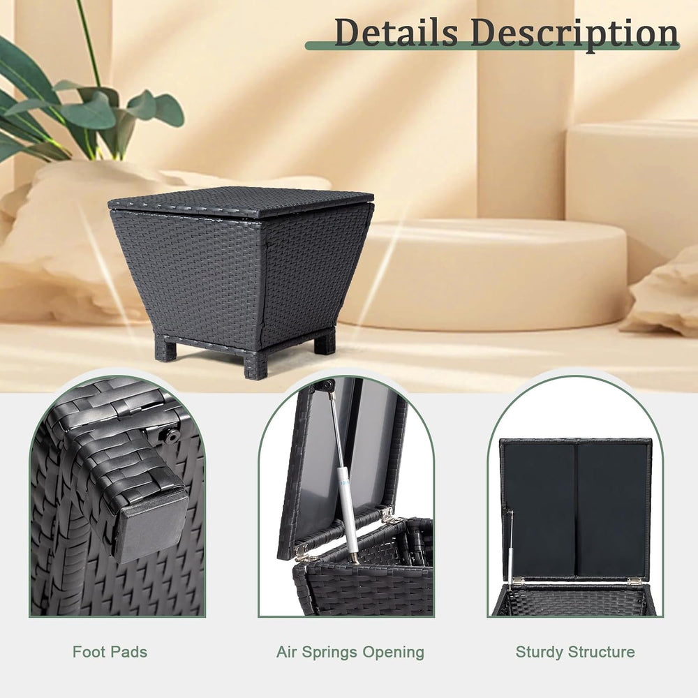 VINGLI 13 Gallon Outdoor Deck Box, Wicker Outdoor Storage Box with Lid, Small...