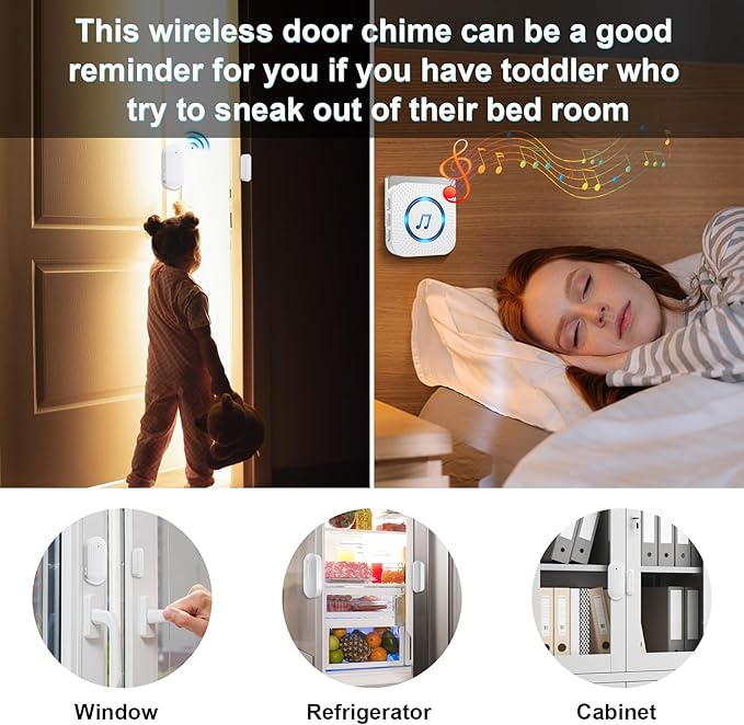 SanJie Door Chime, Door Open Contact Sensor Alarm