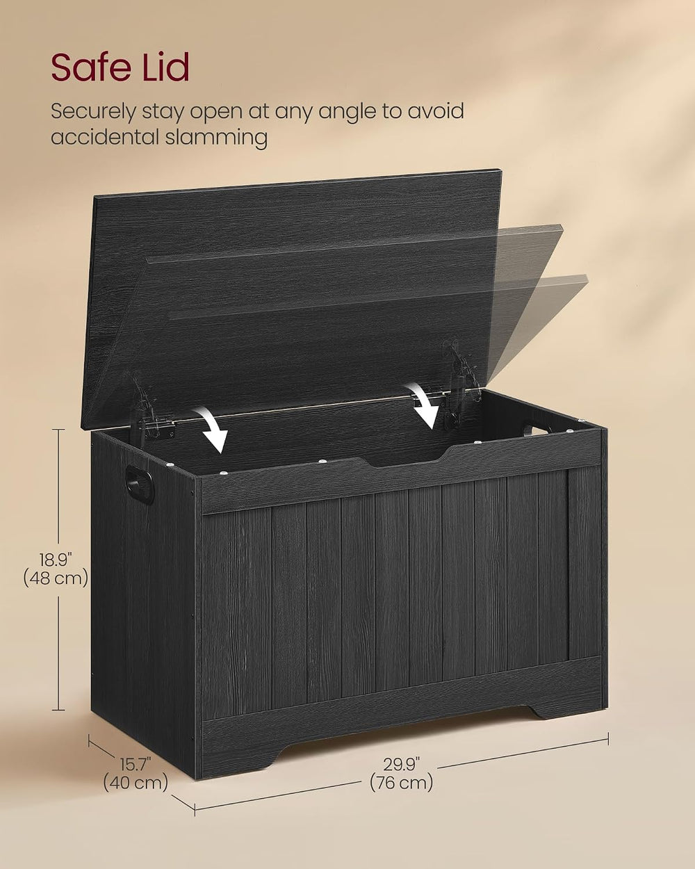 VASAGLE Storage Chest, 29.9 Inches Width Bench with 2 Safety Hinges