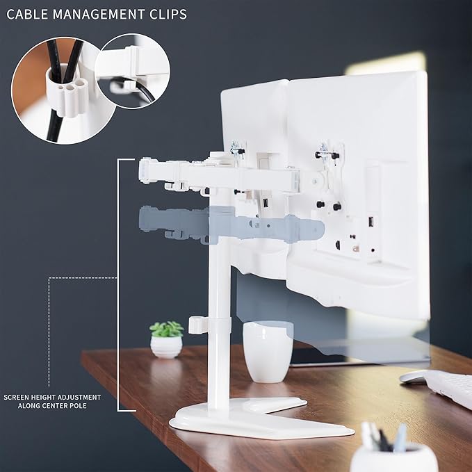 VIVO Dual LED LCD Monitor Mount, Free-Standing Desk Stand