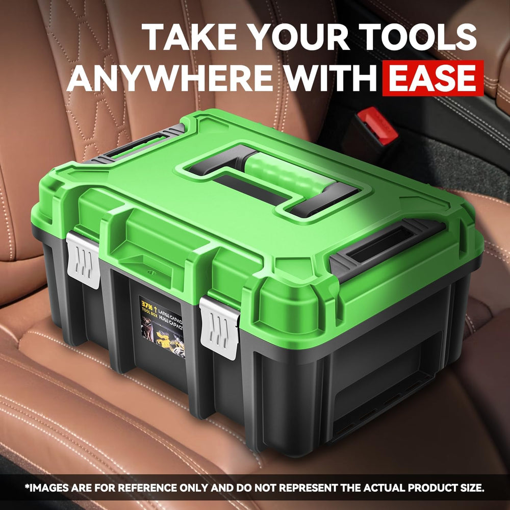 Auto Dynasty 17" Tool Box 2Pcs Lockable, Portable w/Removable Tray, Green