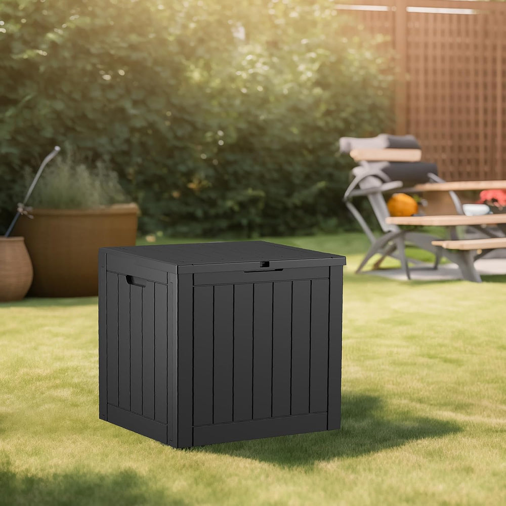PatioZen 30 Gallon Resin Deck Box with Lockable Lid, Waterproof storage box f...