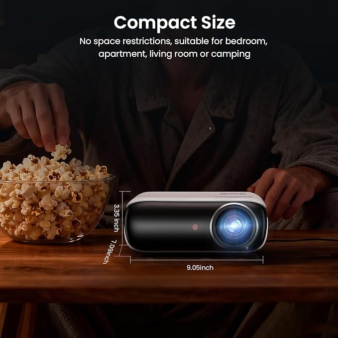 HAPPRUN Native 1080P Bluetooth Mini Projector, Full HD Portable Outdoor Movie