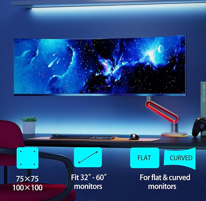 NB Designer Gaming Monitor Arm for 32 to 60 Inches Screen, Load up to 20 kg