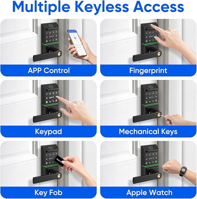 Keypad Smart Door Lock with Handle, Keyless Entry Deadbolt