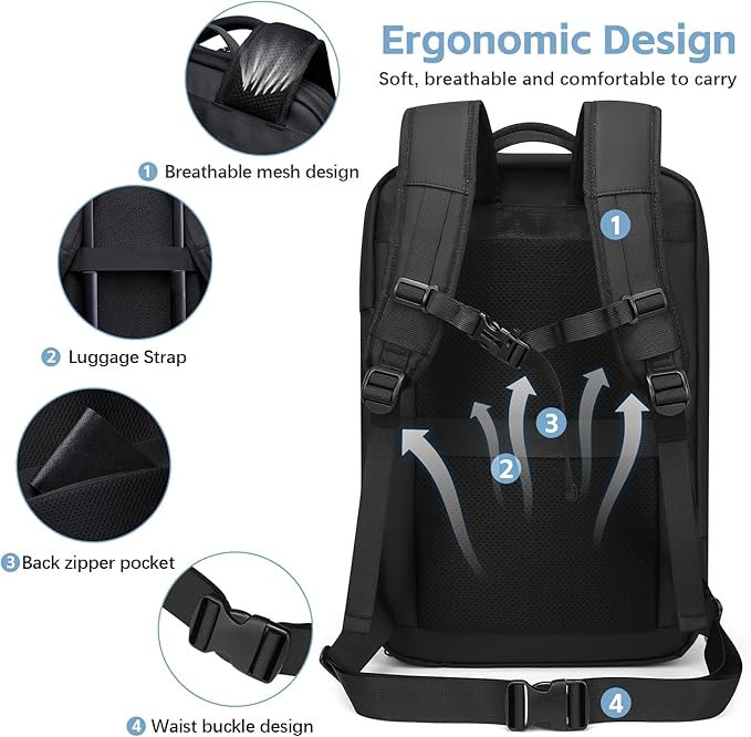 Vacuum Compression Backpack for Travel, 47L Expandable Backpack