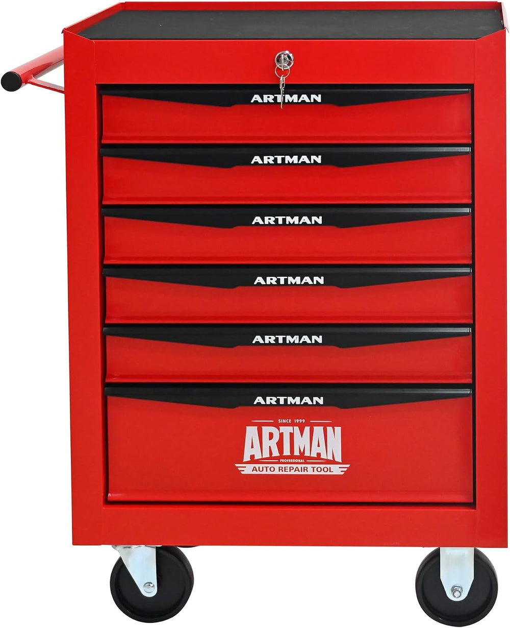 Heavy Duty 6-Drawer Rolling Tool Chest, Key Lock Tool Storage Cabinet with Lo...