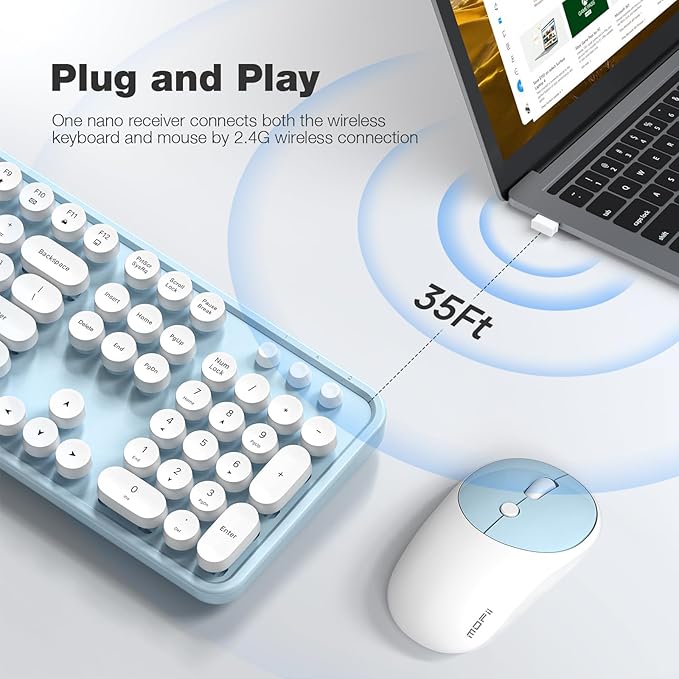 MOFII Wireless Keyboard and Mouse Combo, Computer Full Size 2.4G Plug and Play