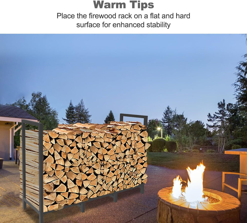 4ft Outdoor Firewood Rack Log Holder for Fire Wood Pile Storage