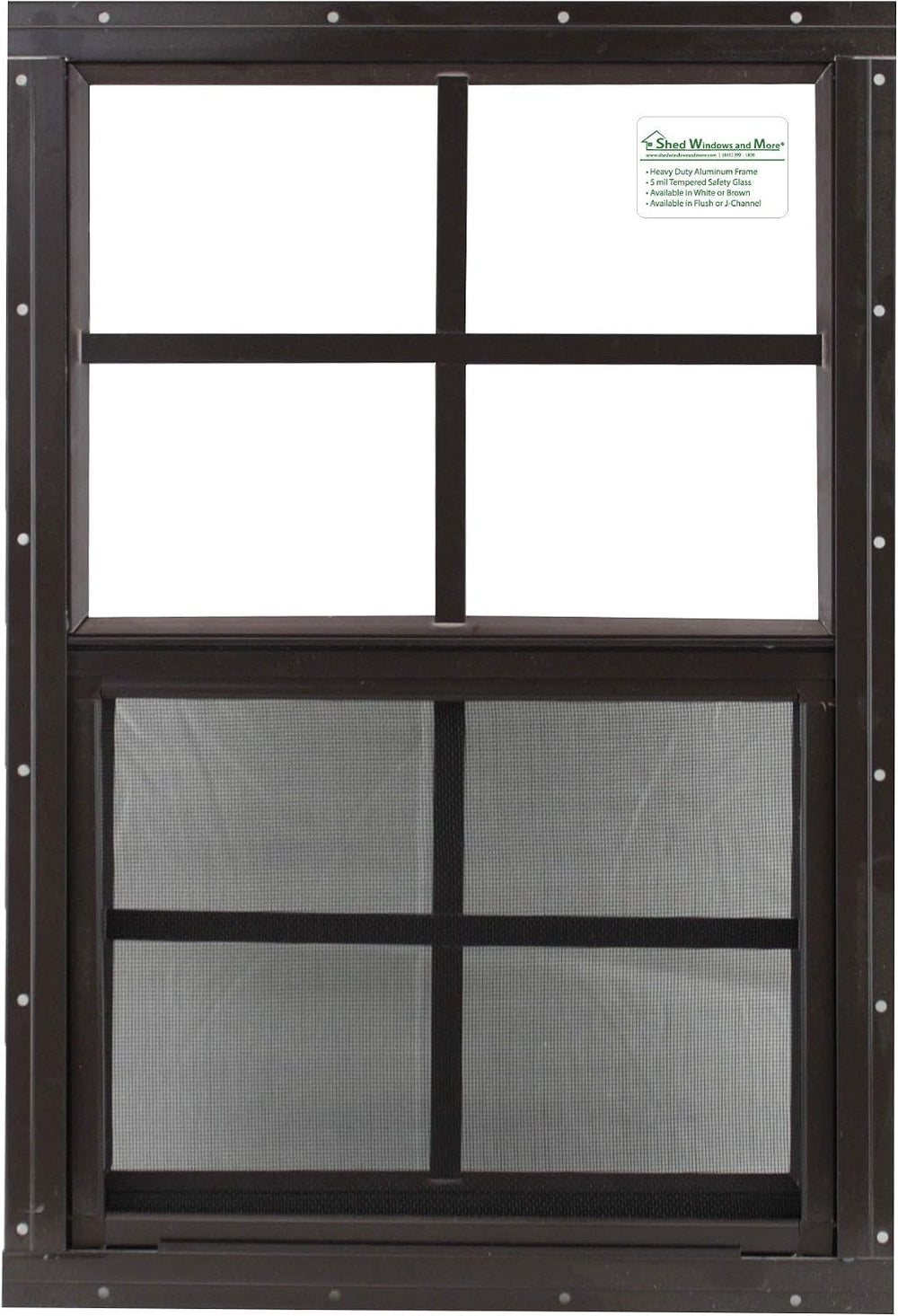 12" w x 18" t Brown Flush Aluminum shed Windows Tempered Glass Vert...