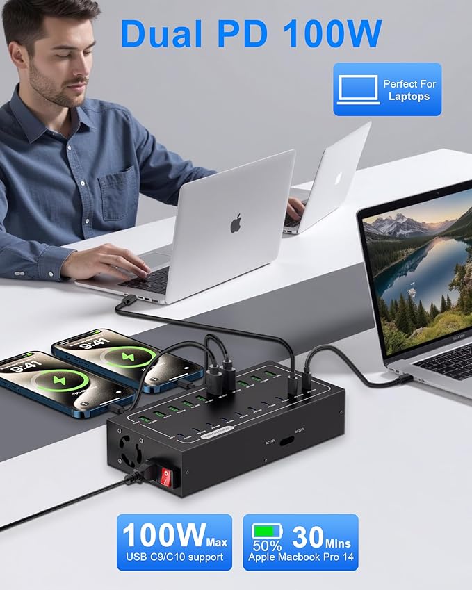 690W USB Charging Station, 20 Port Fast Charging Station