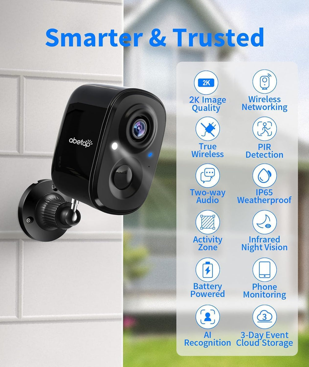 2K Wireless Security Cameras - Outdoor WiFi Security Cameras Color Night Visi...