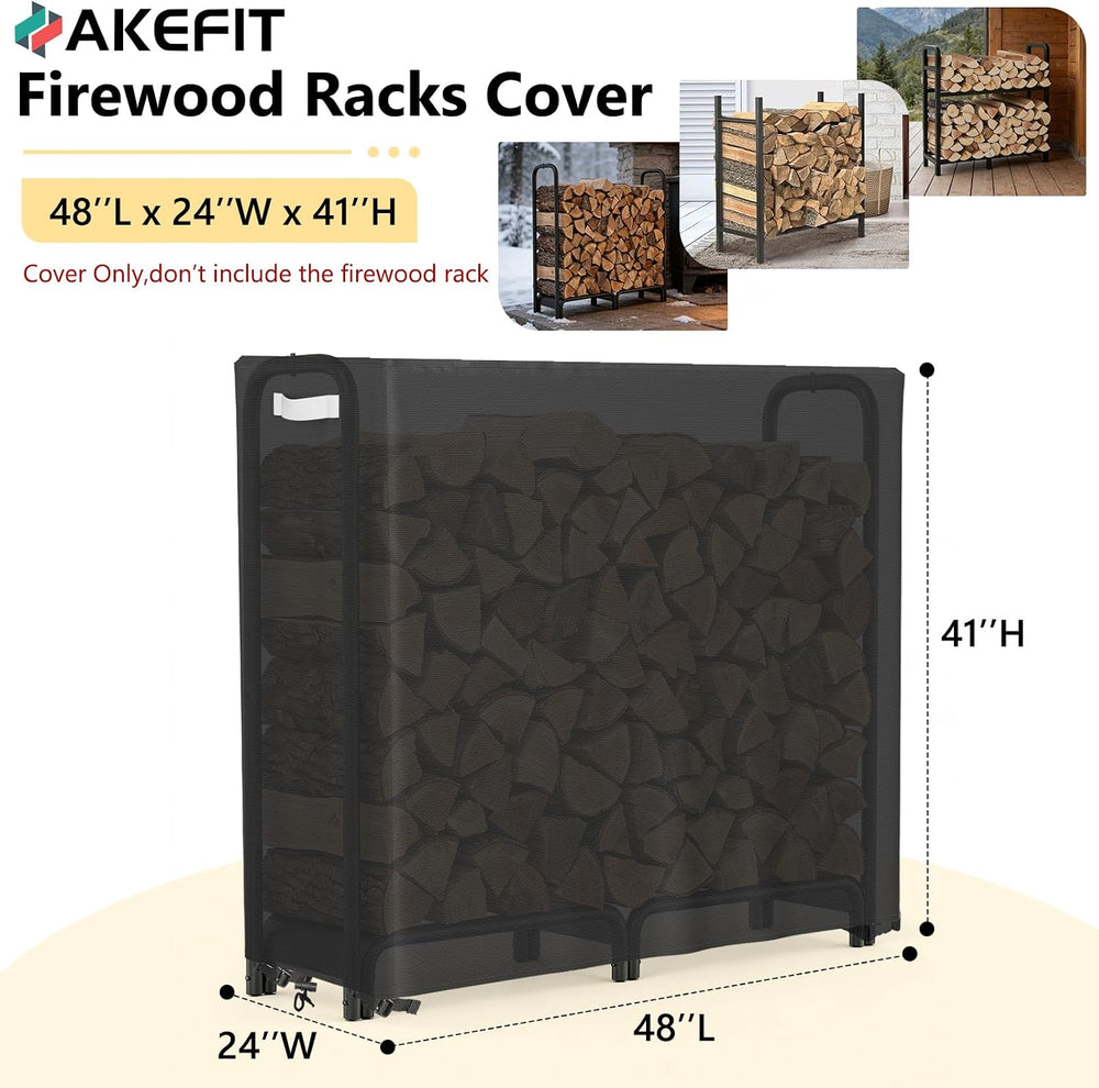 AKEfit 4ft Firewood Racks Cover,Heavy Duty Waterproof Outdoor Logs Holder Sta...