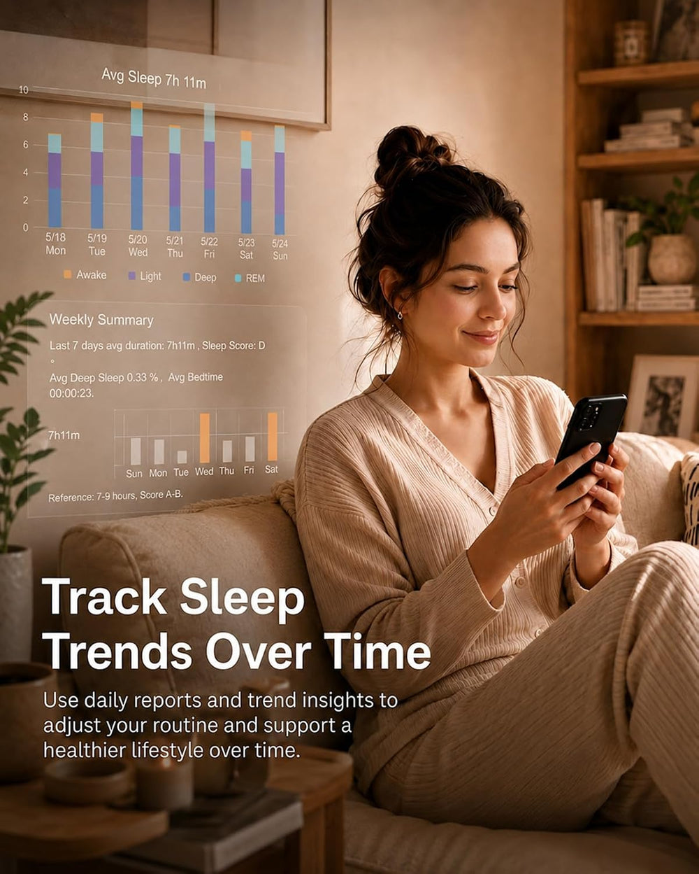 Contactless Smart Sleep Tracker, Non-Wearable Sleep Monitor Device
