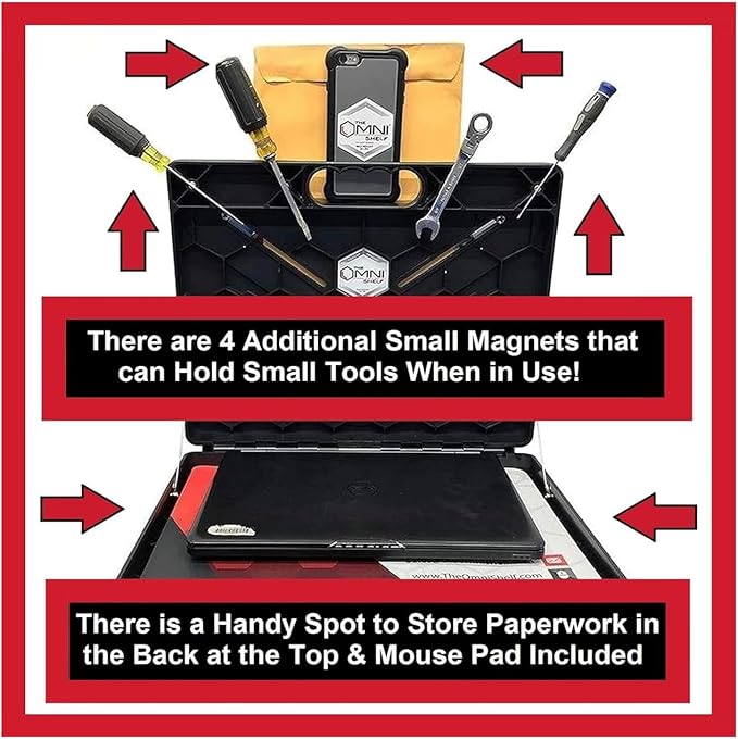 The OmniShelf Magnetic Portable Workstation + Toolbox, Computer & Laptop ...