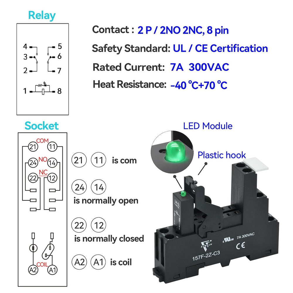 UL Listed 6Pcs 8 Amp Mini Electromagnetic Relay