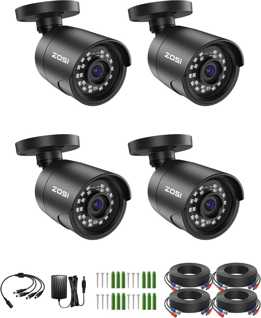 ZOSI 4 x 1080p HD Home Security Camera Outdoor Indoor, 2MP Bullet Camera