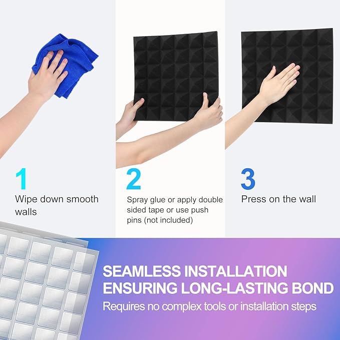 JBER Acoustic Sound Foam Panels, 24 Pack 2" X 12" X 12" Red an...