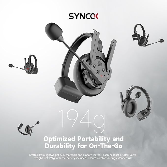 SYNCO XTALK XPro5 Wireless Intercom Headset System 2.4 GHz 500M/1640FT Full
