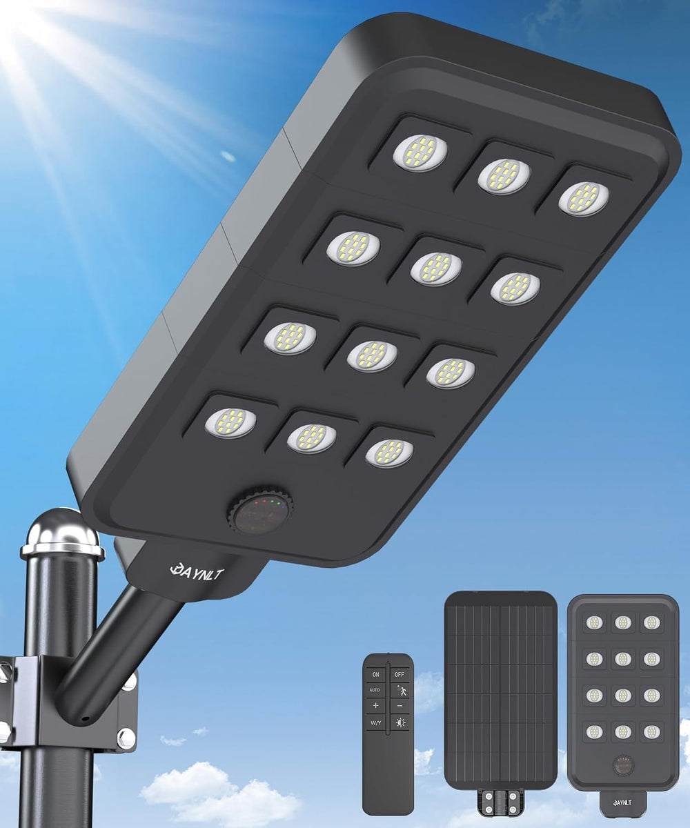 JAYNLT X-13000W Solar Street Lights Outdoor, Ultra-Large 6500K Commercial