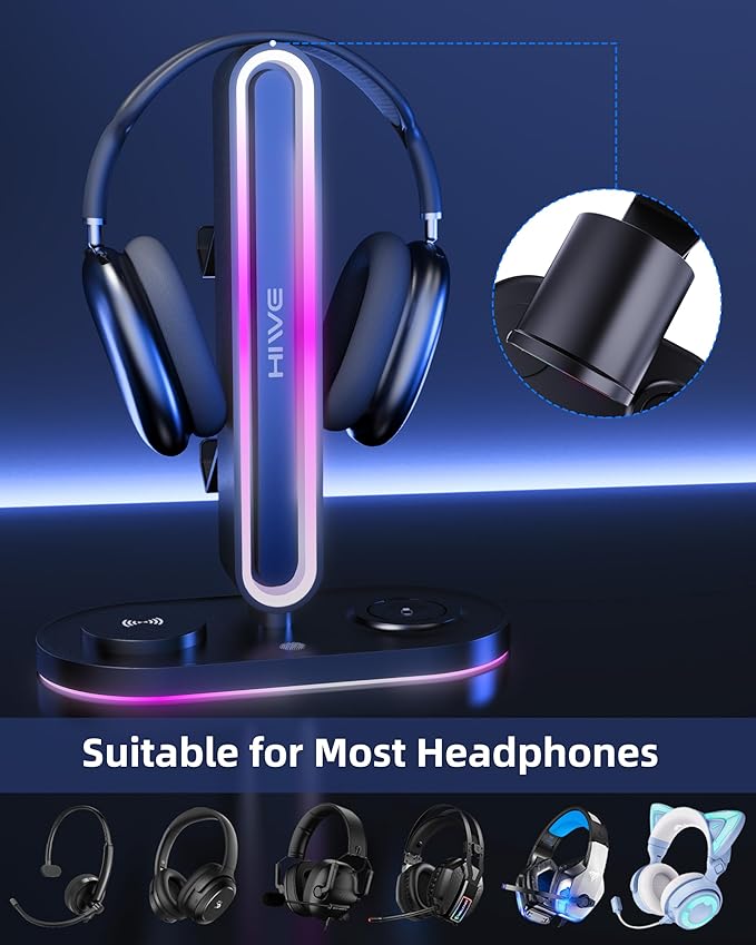 HiWe Universal RGB Gaming Headphone Stand