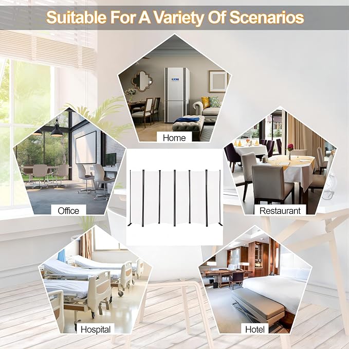 MAYOLIAH 6 Panel Folding Privacy Screen 9ft Wide, 6ft Tall Partition Room