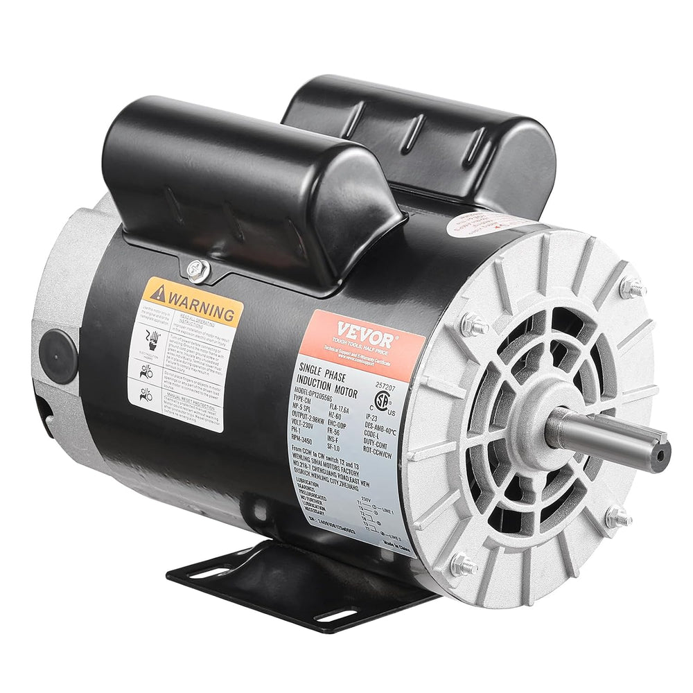 VEVOR 5HP SPL Air Compressor Electric Motor 230V 17.6Amps 56 Frame 3450RPM