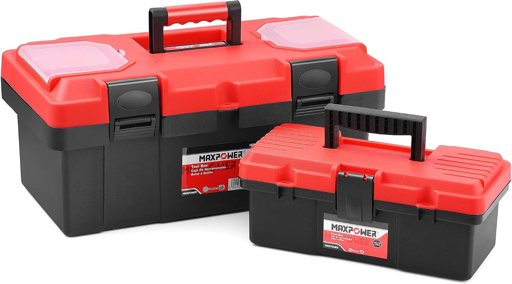 MAXPOWER 2-Pc Plastic Tool Box, 12" Small & 17" Portable Toolbo...