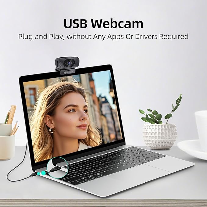 SynthMeet 4K Webcam for PC, 1080P@60FPS, 4K Camera