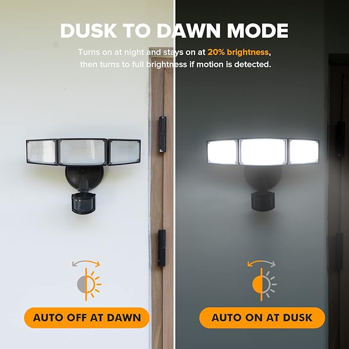 LUTEC 2 Pack 72W 7500LM LED Security Lights Motion Sensor Light Outdoor