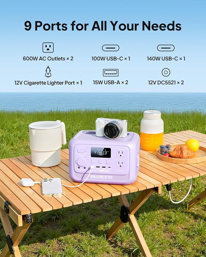BLUETTI Elite 30 V2 Portable Power Station, 288Wh Solar Generator