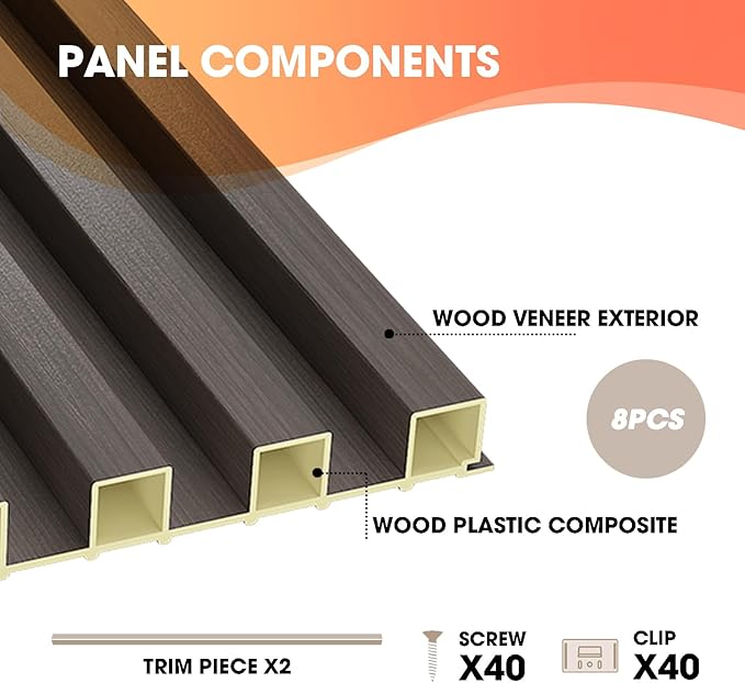 OUZUGIE WPC Acoustic Slat Wall Paneling, Living Room, TV Background, Study Ro...