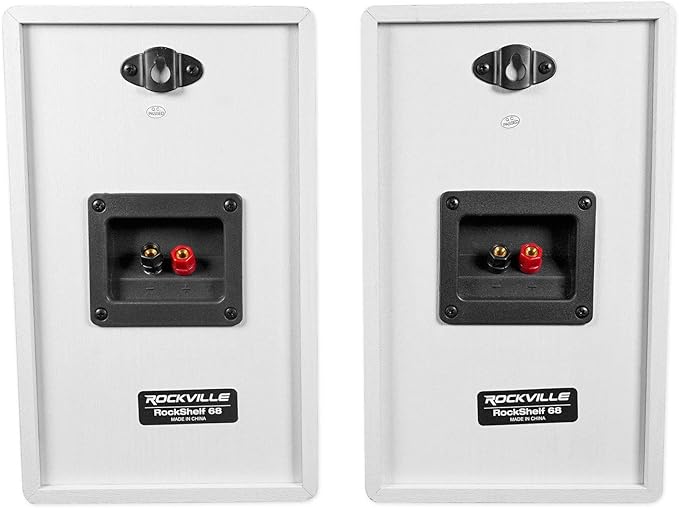 Rockville 2 RockShelf 68W 400w White 6.5" Home Theater Bookshelf Speaker...
