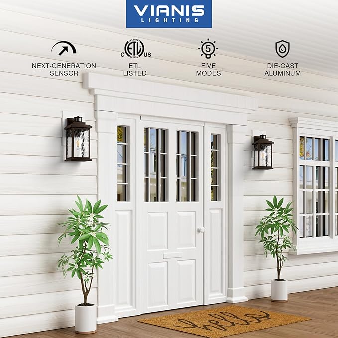VIANIS Large Adjustable-Sensitivity Motion Sensor Outdoor Lights, Oil-Rubbed