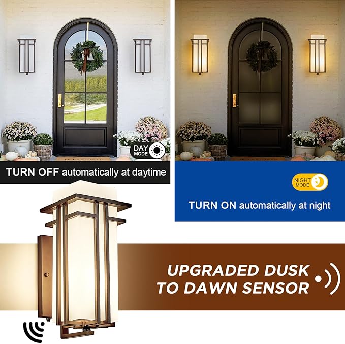 15.35"H Matte Brown Outdoor Wall Light Large Outdoor Wall Lantern Oil Ru...