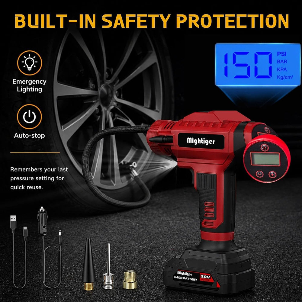 Power Cordless Tire Inflator 20V Mini Handheld Air Compressor
