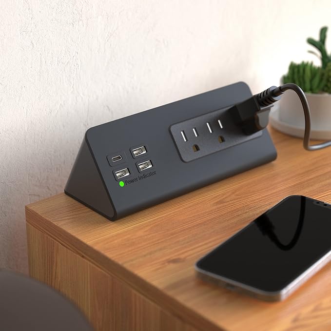 Nightstand Edge Mount Power Strip (2-Pack)