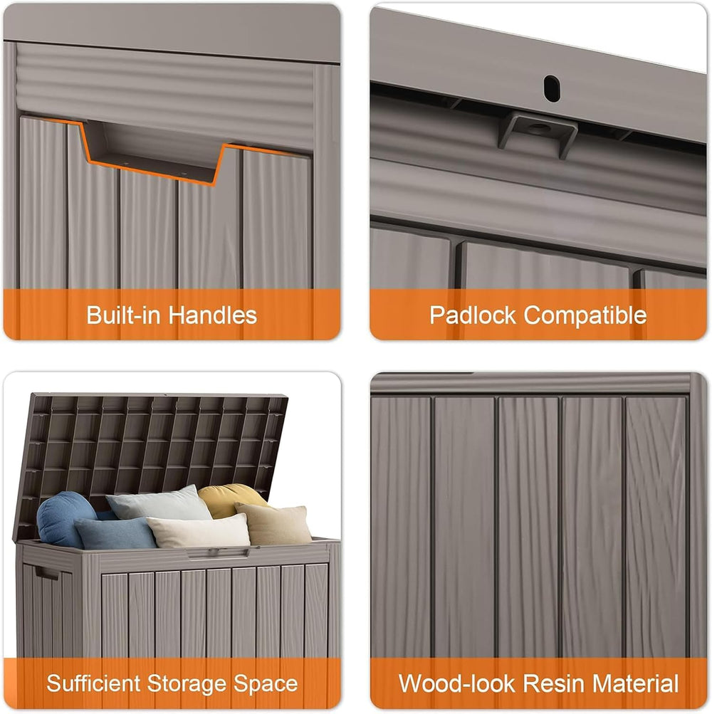 45 Gallon Waterproof Resin Deck Box, UV Resistant Outdoor Storage for Garden,...