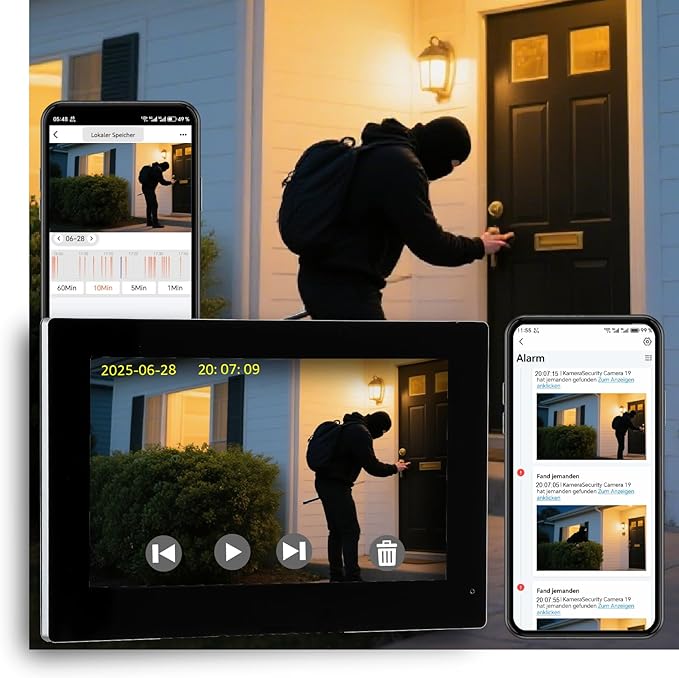 KeonBell 2 Wired Video Intercom System, 7 Inches Video Doorbell Camera