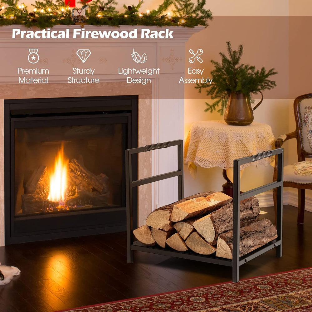 Tangkula 16'' Firewood Log Rack with Unique Handle and Raised Feet, B...