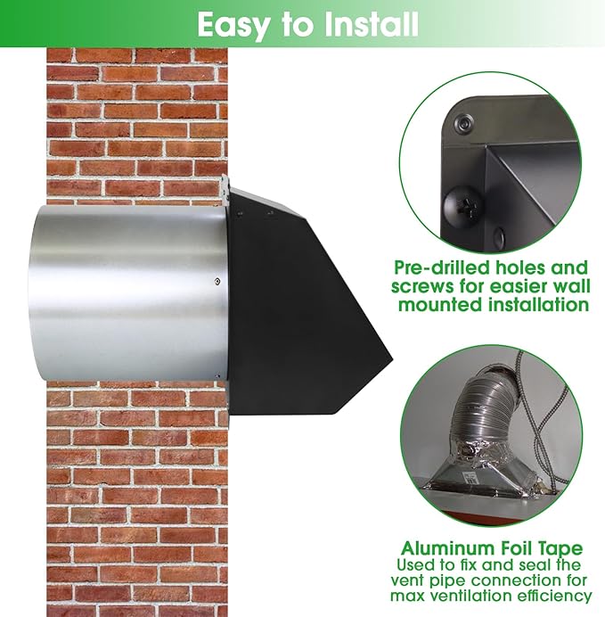 8 Inch Wall Vent Hood Wall Exhaust Vent Cover Outdoor Hooded Wall Vent