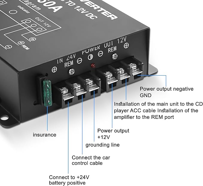 MEIRIYFA DC 24v to 12v 60A Power Converter Inverter, DC Step Down 24v to 12v