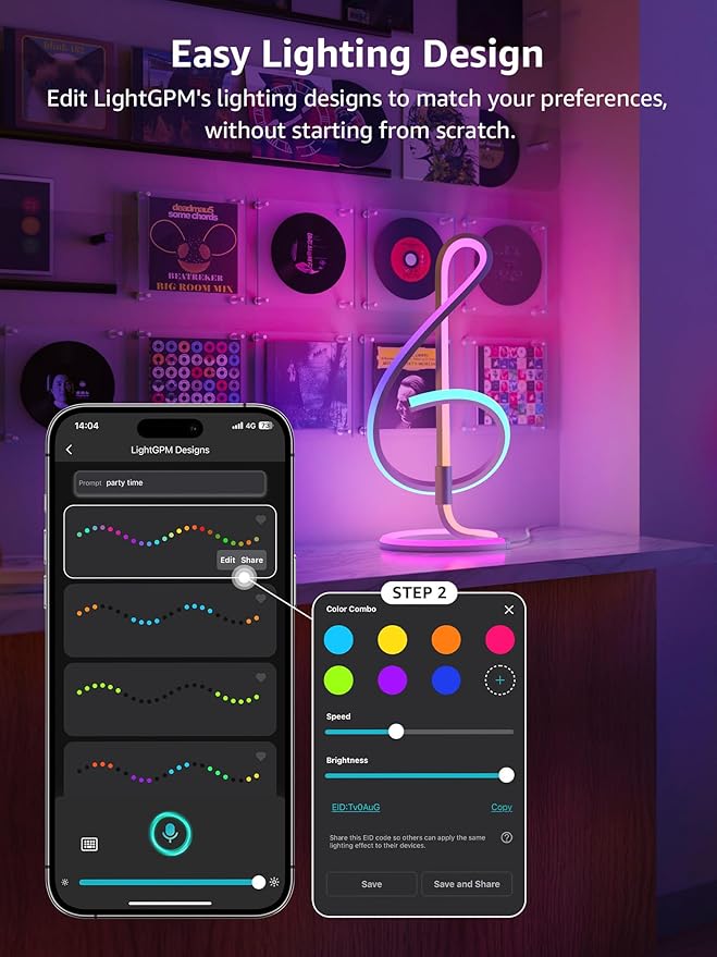 Lepro TB2 AI Smart Table Lamp, RGB+IC Addressable LED Lamps Alexa Google Home