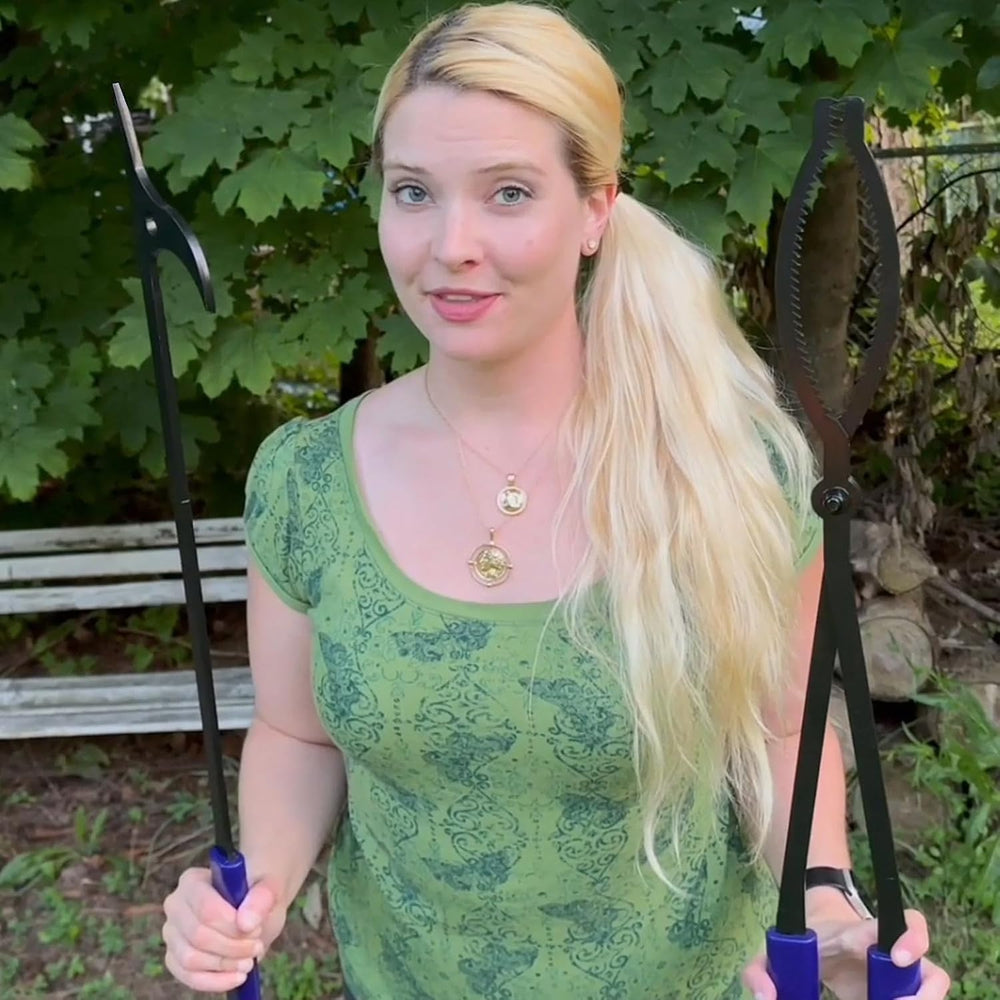 28in Firewood Tongs and Fire Poker Set Wrought Iron