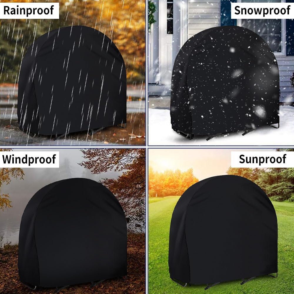 Firewood Log Hoop Cover 48 Inch, Outdoor Heavy Duty 600D Oxford Waterproof