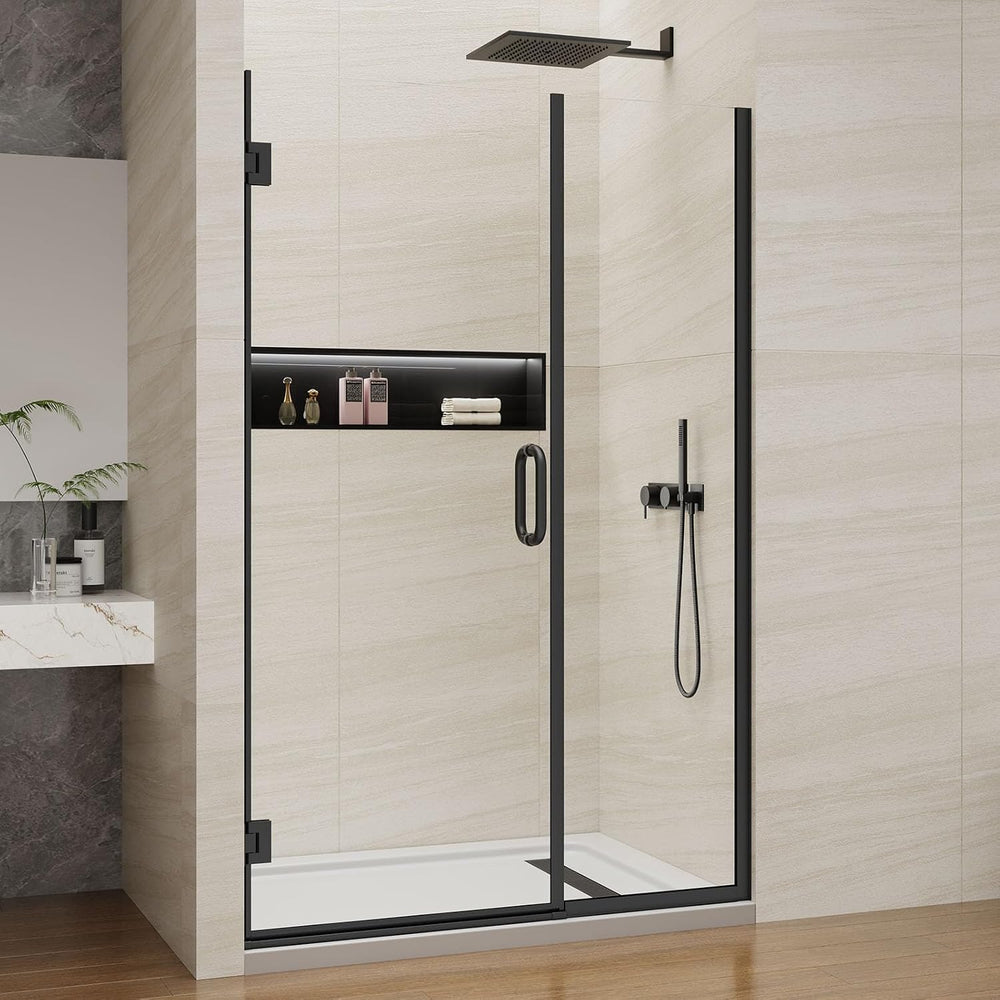 Pivot Swing Shower Door, Adjustable Width 48" W x 74" H Semi-Framel...