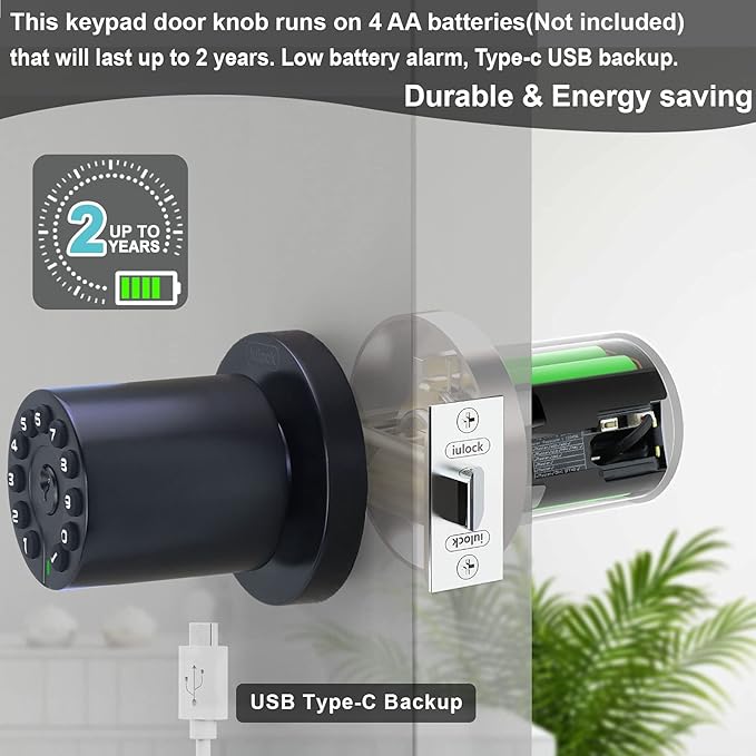 iulock IU-20 Code Door Lock, Electronic Door Knob