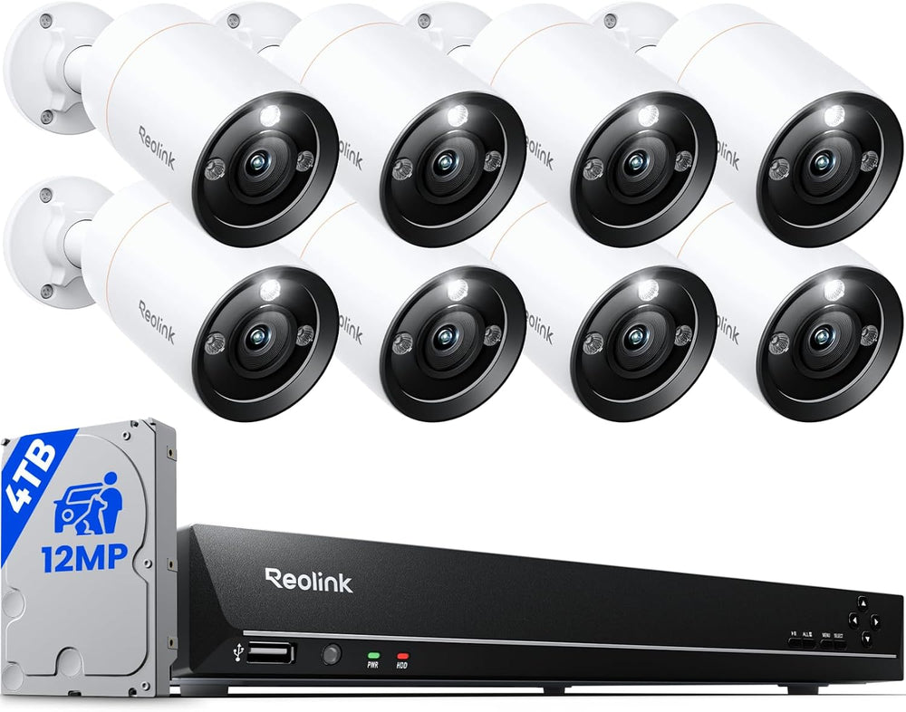 REOLINK 16CH 12MP Security Bullet Camera System with 4TB HDD RLK16-1200B8-A
