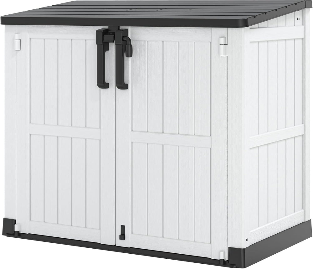 Plastic Outdoor Storage Shed, 36 Cu Ft Waterproof Outdoor Storage Cabinet wit...