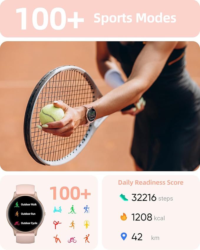 Parsonver Smart Watch for Women, HD Screen Fitness Tracker IP68 Waterproof